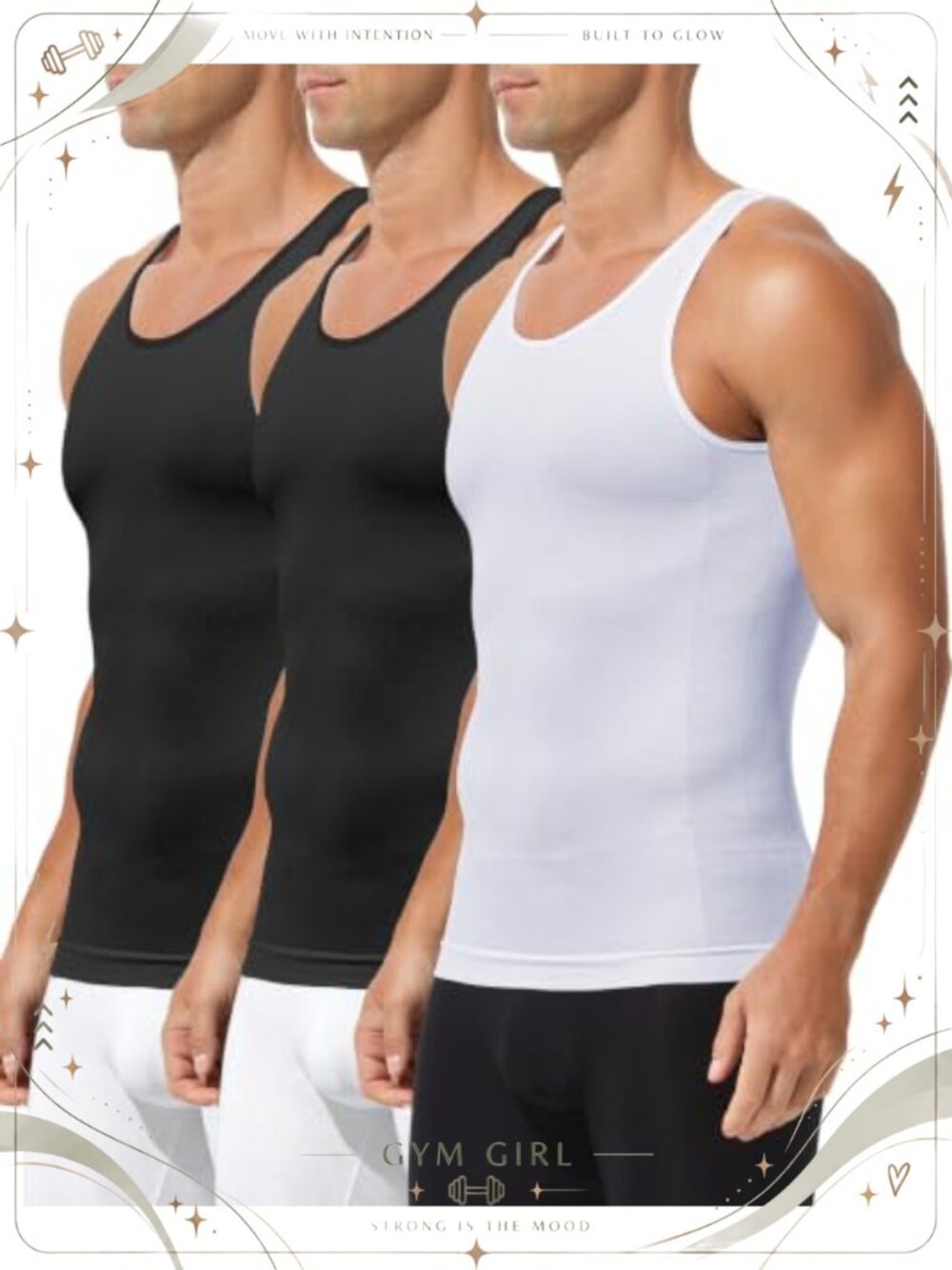 Men's Compression Tank Top Slimming Body Shaper Nylon Spandex 4-Piece Set